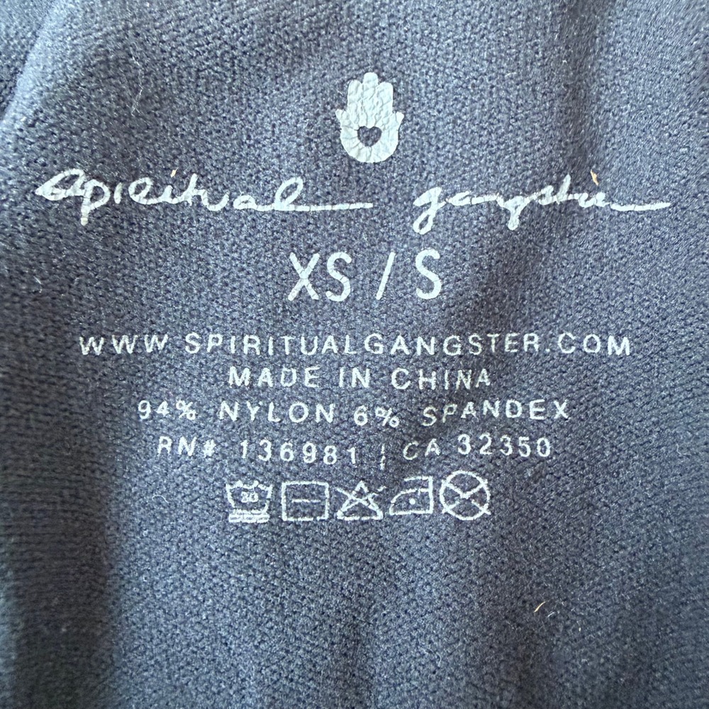 Spiritual Gangster Women's Amor Crop Tank XS/S Black Ribbed Lettuce Hem Seamless - Picture 6 of 6